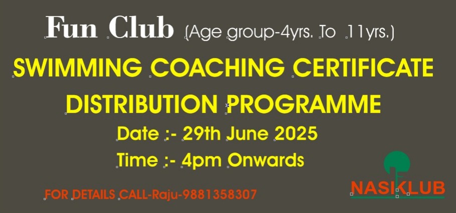 Swimming Coaching Certificate Distribution : – 
